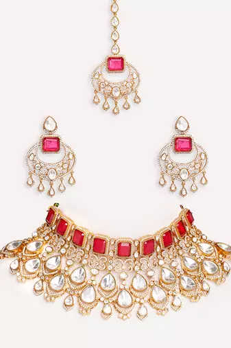 Two stoned choker necklace set