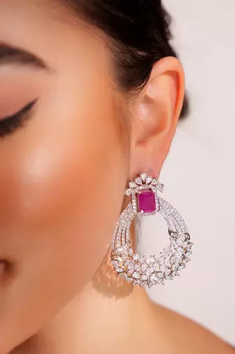 Silevr plated dangler earrings