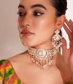 Gold plated kundan choker necklace set