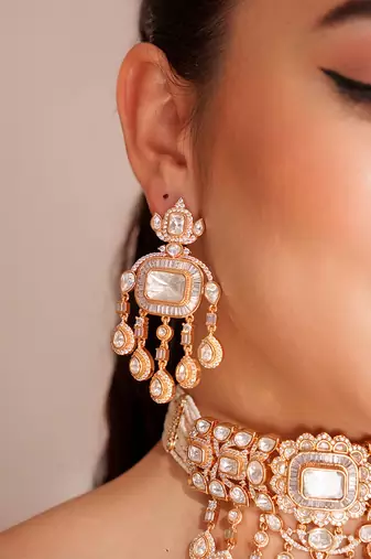 Gold plated kundan choker necklace set