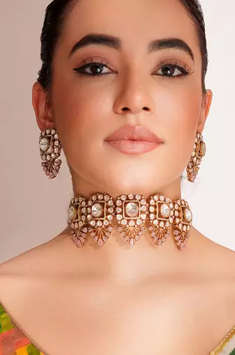 Two toned choker necklace set