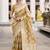 Mustard & beige cotton linen silk golden weaving office wear saree