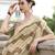 Off white & beige cotton linen silk golden weaving  office wear saree