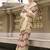 Onion pink & beige cotton linen silk golden weaving  office wear saree