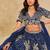 Navy Blue Embroidered Art Silk Reception Trendy Lehenga Choli