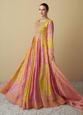 Multicolor real muslin digital print anarkali suit 1