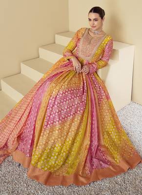 Multicolor real muslin digital print anarkali suit 2