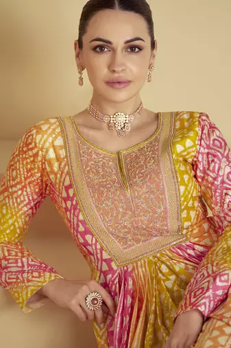Multicolor real muslin digital print anarkali suit