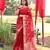 Red color pure linen silk jamdani type weaving border saree with blouse