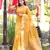Yellow color pure linen silk jamdani type weaving border saree with blouse