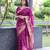 Purple color pure linen silk jamdani type weaving border saree with blouse