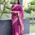 Purple color pure linen silk jamdani type weaving border saree with blouse