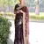 Brown color pure linen silk jamdani type weaving border saree with blouse