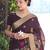 Brown color pure linen silk jamdani type weaving border saree with blouse