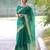 Green color pure linen silk jamdani type weaving border saree with blouse