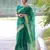 Green color pure linen silk jamdani type weaving border saree with blouse