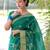 Green color pure linen silk jamdani type weaving border saree with blouse