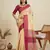 Chiku color khadi raw silk temple border saree with blouse