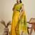 Yellow color khadi raw silk temple border saree with blouse