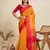 Musturd color khadi raw silk temple border saree with blouse