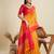 Musturd color khadi raw silk temple border saree with blouse