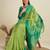 Green color khadi raw silk temple border saree with blouse