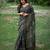 Green color khadi tussar silk thread & kantha stitched border saree with blouse