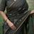 Green color khadi tussar silk thread & kantha stitched border saree with blouse