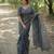 Grey color khadi tussar silk thread & kantha stitched border saree with blouse
