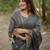 Grey color khadi tussar silk thread & kantha stitched border saree with blouse