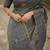 Grey color khadi tussar silk thread & kantha stitched border saree with blouse
