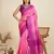 Pink color khadi raw silk temple border saree with blouse