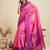 Pink color khadi raw silk temple border saree with blouse