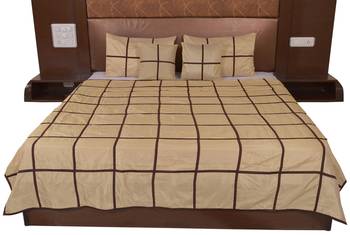 Polysilk Plain Checks Design Bed Cover Set 1
