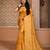 Yellow color khadi tussar silk thread & kantha stitched border work saree with blouse