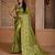 Green color khadi tussar silk thread & kantha stitched border work saree with blouse