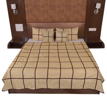 Polysilk Plain Checks Design Bed Cover Set 3