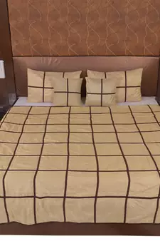 Polysilk Plain Checks Design Bed Cover Set
