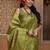 Green color khadi tussar silk thread & kantha stitched border work saree with blouse