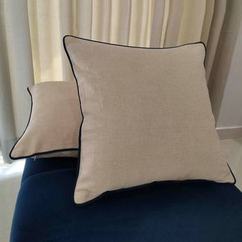 Beige Cotton Cushion Cover      18x18 | Minimalist Sofa & Bed Pillow Cover | Modern Cotton Throw Pillow 1