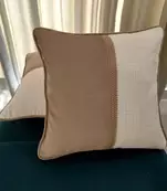 Beige & Cream Cotton Cushion Cover with Textured Panel – 16x16 & 18x18