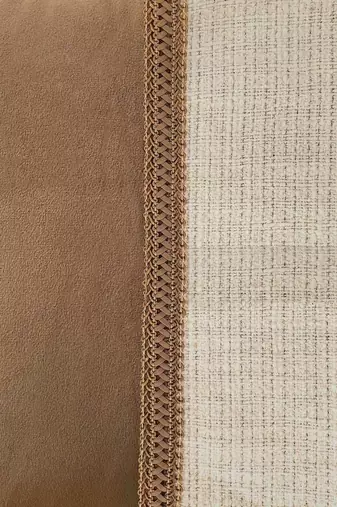 Beige & Cream Cotton Cushion Cover with Textured Panel     16x16 & 18x18