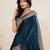 teal satin silk blend saree with unstiched blouse