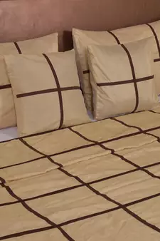 Polysilk Plain Checks Design Bed Cover Set