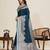 teal satin silk blend saree with unstiched blouse