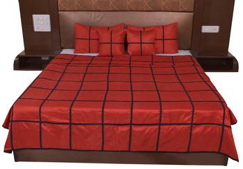 Polysilk Plain Checks Design Bed Cover Set 1