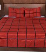 Polysilk Plain Checks Design Bed Cover Set