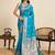 cyan blue jacquard saree with unstiched blouse