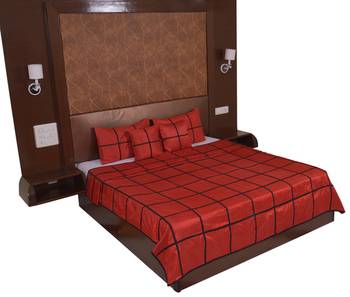 Polysilk Plain Checks Design Bed Cover Set 2