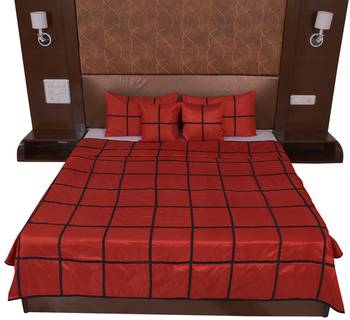 Polysilk Plain Checks Design Bed Cover Set 3